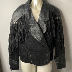 Leather & Suede Fringe Jacket
